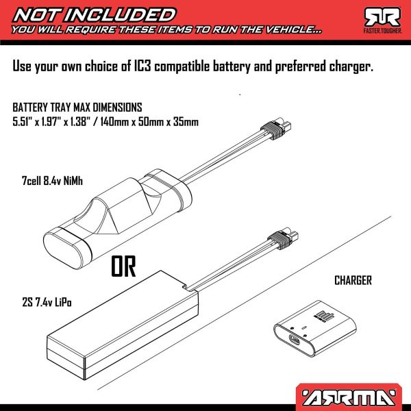 Product Image for  1/10 VORTEKS MEGA 550 2WD Stadium Truck RTR, Arrma ARA3205S