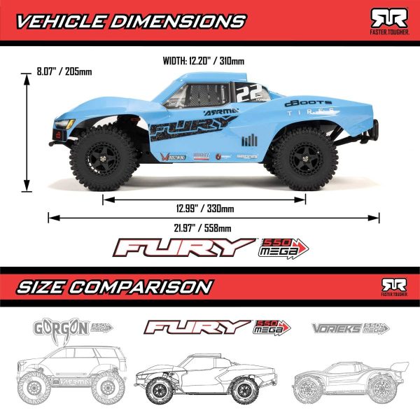 Product Image for  1/10 FURY MEGA 550 2WD Short Course Truck RTR, Arrma ARA3221S