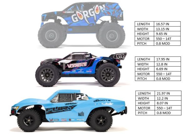 Product Image for  1/10 VORTEKS MEGA 550 2WD Stadium Truck RTR, Arrma ARA3205S