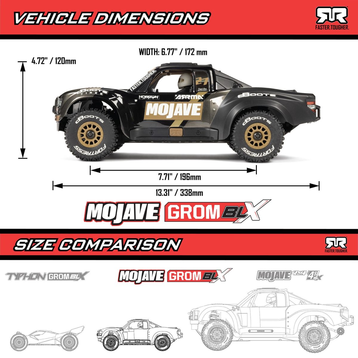 Product Image for MOJAVE GROM 223S BLX Brushless 4X4 Small Scale Desert Truck RTR, Arrma, ARA2304
