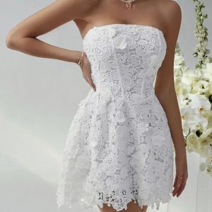 Product Image for  Devine Lace-Up Tube Lace Mini Dress