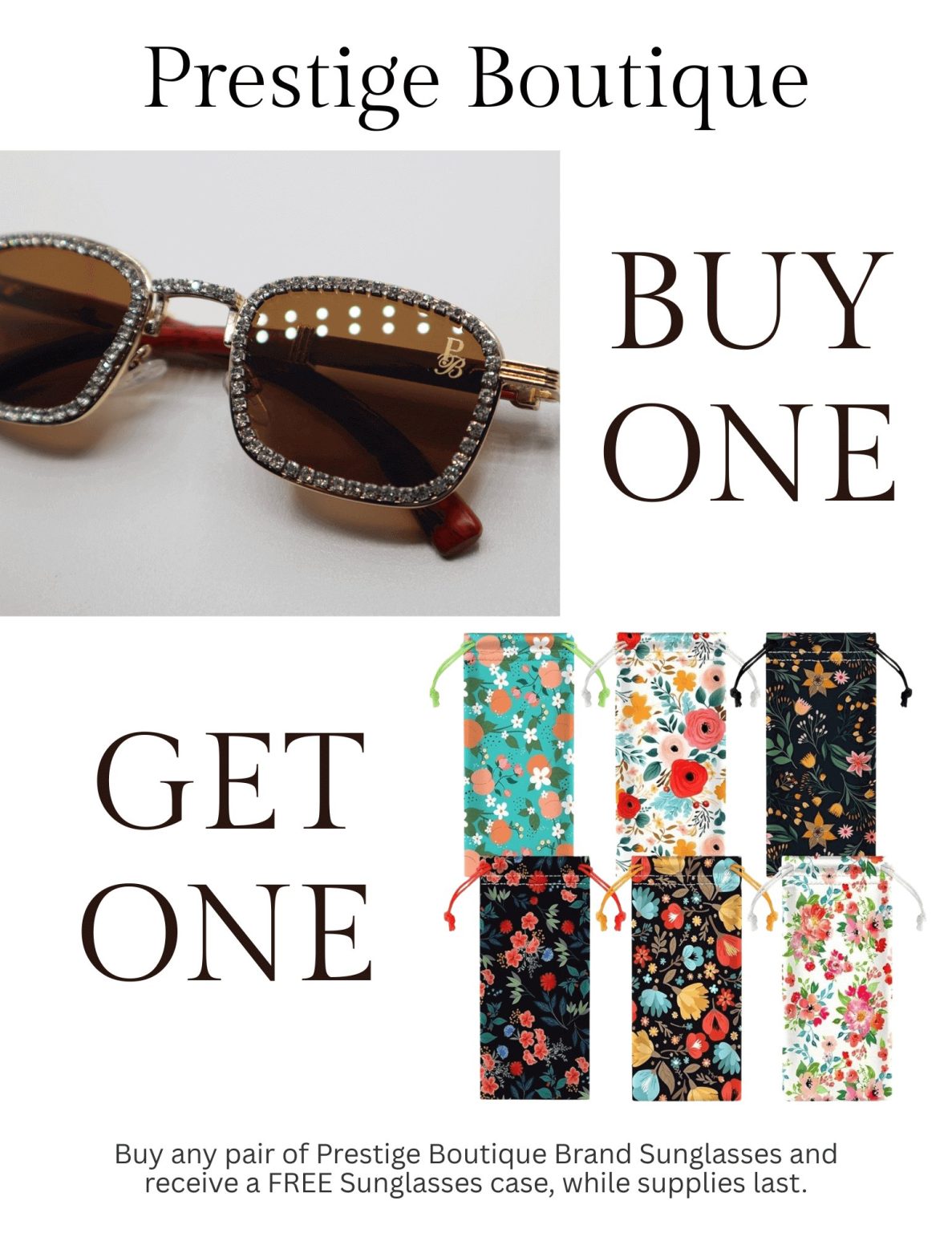 Product Image for Prestige Boutique Pink Floral Fashionista Hidden Gems Collection Women’s Sunglasses