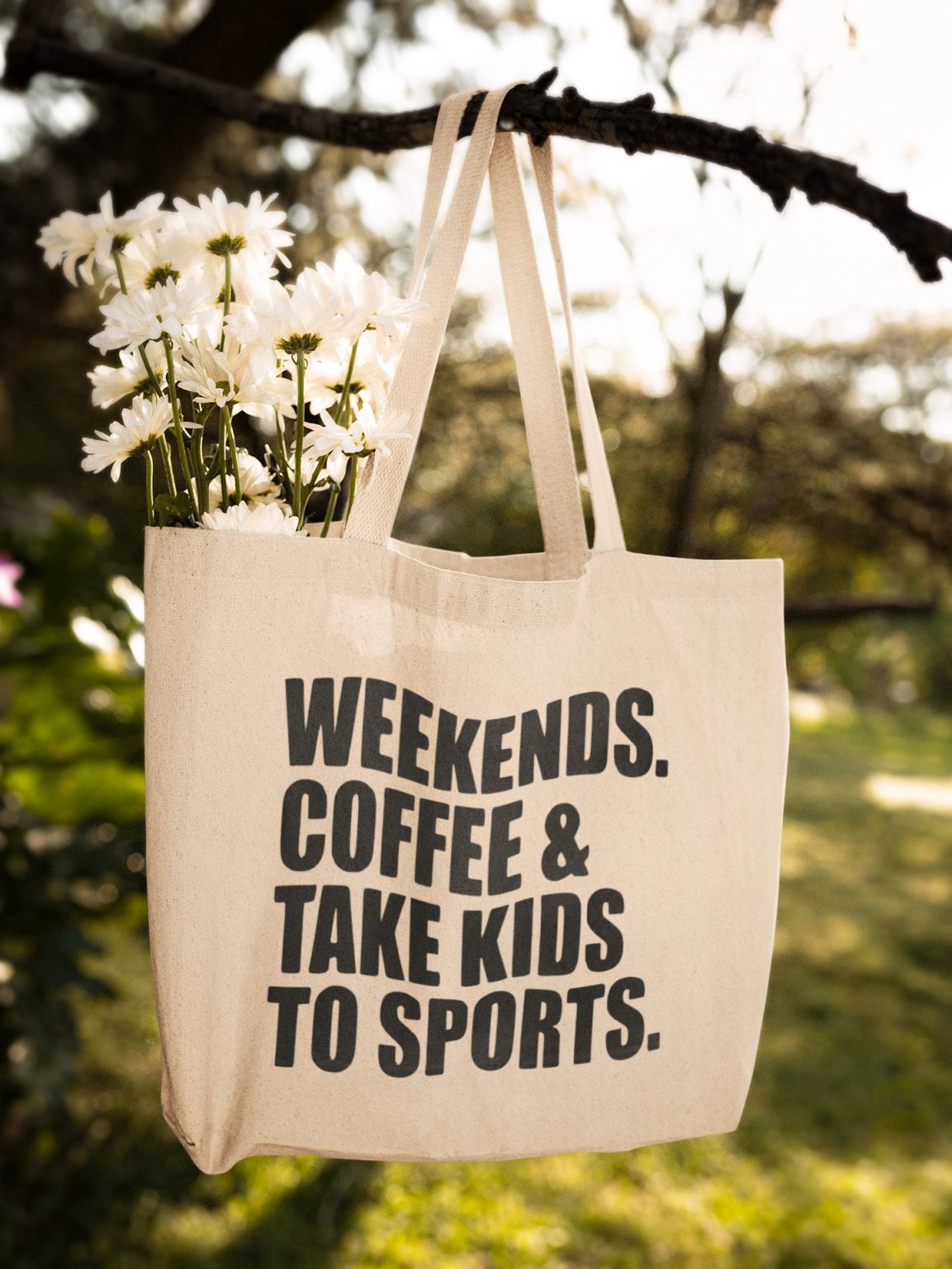 Product Image for Weekends. Coffee. Sports. Repeat. Canvas Tote Bag