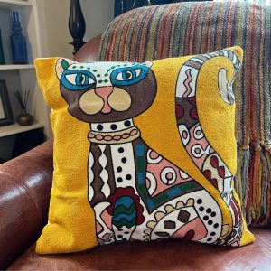 Product Image for Gold Abstract Art Inspired Cat | Embroidered Pillow Cover