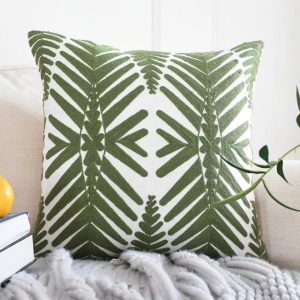 Product Image for  Botanical Fern Leaves Embroidered Pillow Cover