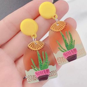 Product Image for  Snake Plant Translucent Acrylic Earrings | 90s Inspired Earrings