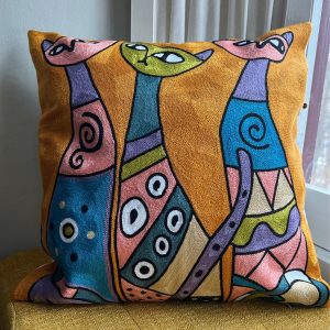 Product Image for Three Kitties | Embroidered Pillow Cover