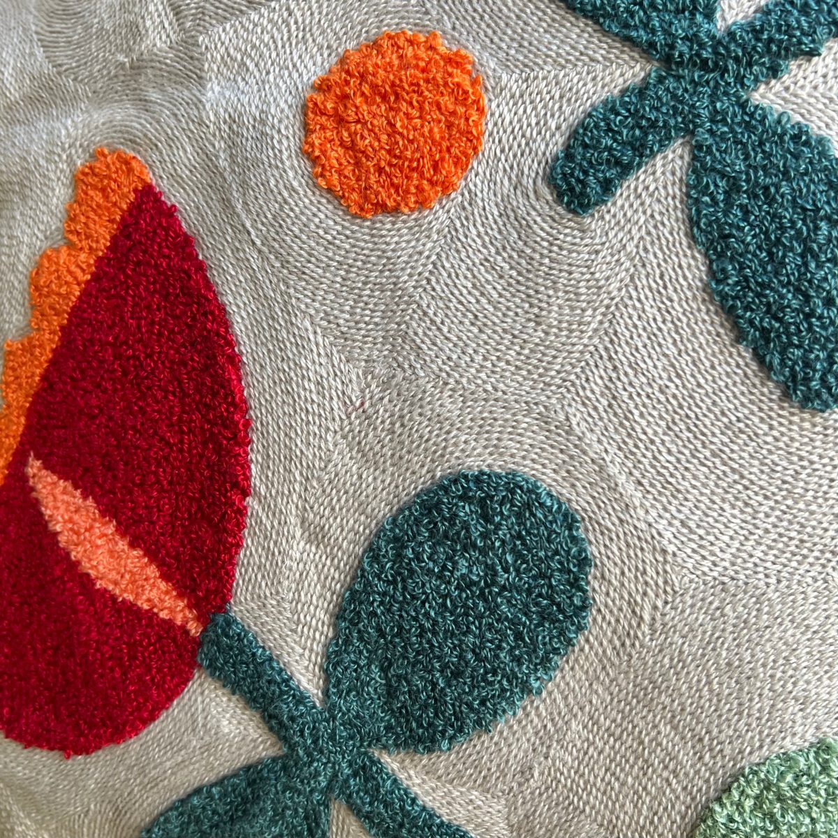 Product Image for Grey Tufted Floral Embroidered Pillow Cover