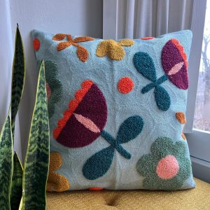 Product Image for  Blue Floral Tufted Embroidered Pillow Cover