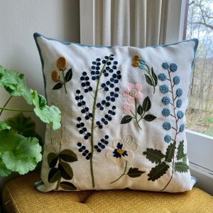 Product Image for Blue Wildflower Embroidered Pillow Cover