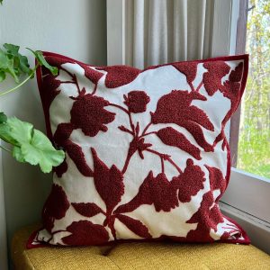 Product Image for Red and White Floral Embroidered Pillow Cover