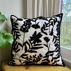 Product Image for  White and Black Floral Embroidered Pillow Cover