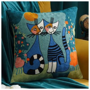 Product Image for Twin Siamese Cats | Embroidered Pillow Cover | Cat Lovers Collection