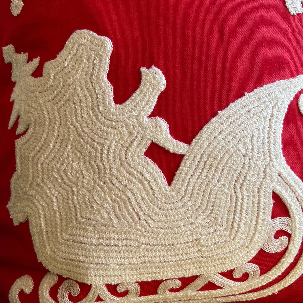 Product Image for Red Santa’s Sleigh Embroidered Pillow Cover
