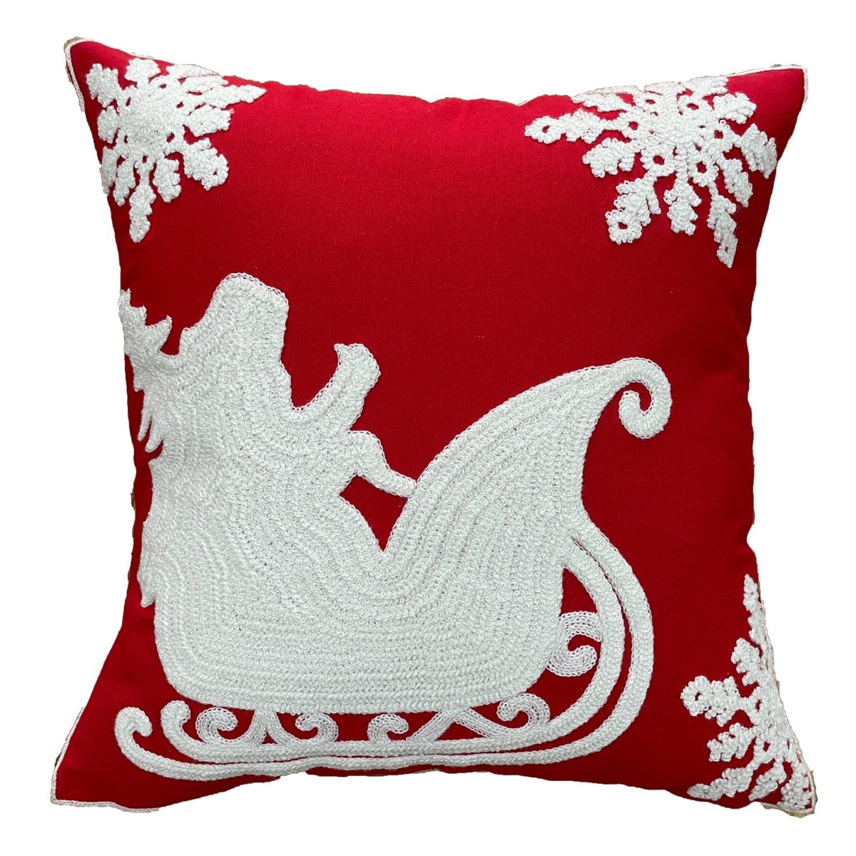 Product Image for Red Santa’s Sleigh Embroidered Pillow Cover