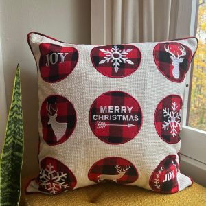 Product Image for  Buffalo Plaid Merry Christmas Embroidered Pillow Cover