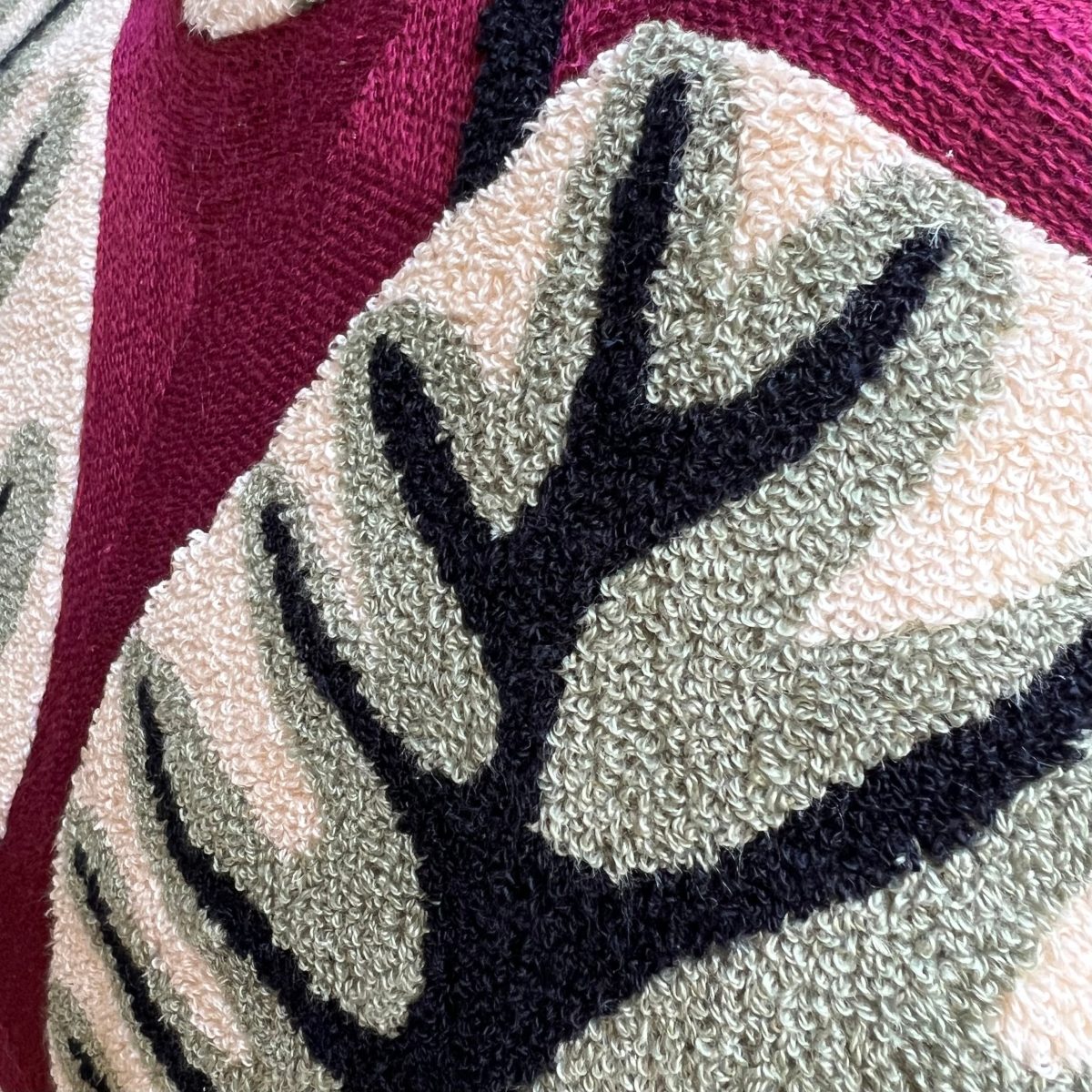 Product Image for Magenta Monstera Embroidered Pillow Cover