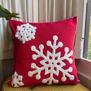 Product Image for  Red Snowflake Embroidered Pillow Cover