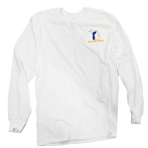 Product Image for  Long Sleeve Shirt – White – Black/Blue Embroidered