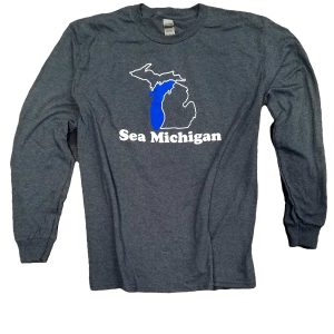 Product Image for  Long Sleeve Shirt – Dark Heather – White/Blue Print