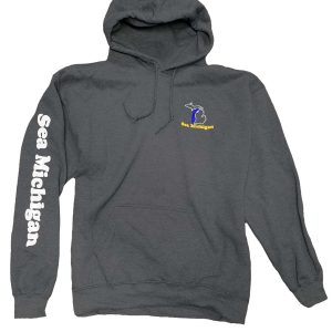 Product Image for  Hoodie – Dark Heather – Black/White Embroidered, White Arm