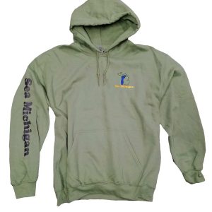 Product Image for  Hoodie – Military Green – Black/Blue Embroidered, Black Arm