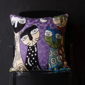 Product Image for Moonlight Meetup | Embroidered Pillow Cover | Cat Lovers Collection