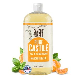 Product Image for BAMBOO AND BIRCH Pure Castile Soap Liquid, Certified Palm Oil Free Natural Soap, Unscented, 32 oz