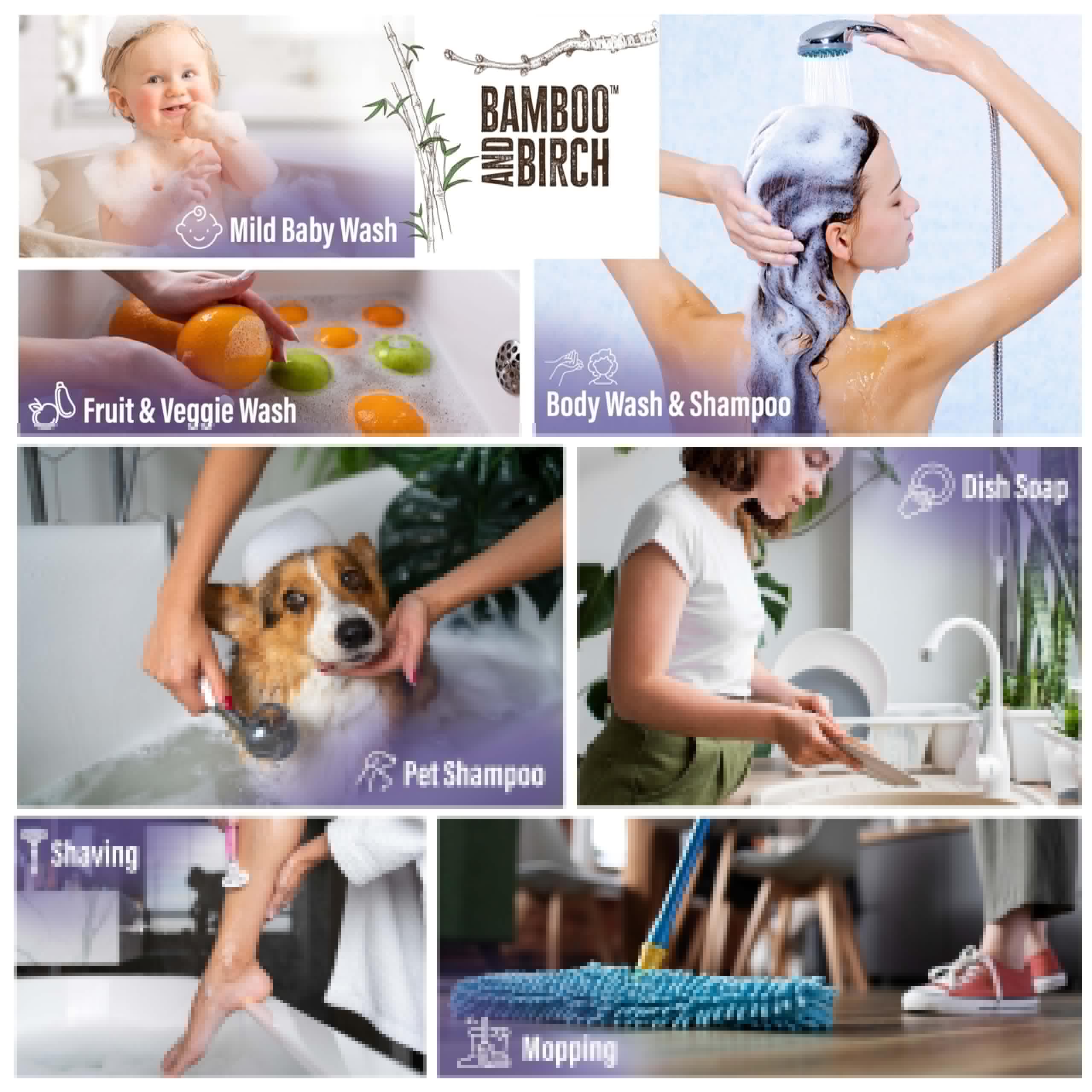 Product Image for BAMBOO AND BIRCH Pure Castile Soap Liquid, Certified Palm Oil Free Natural Soap, Unscented, 64 oz