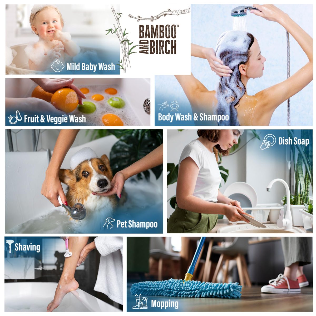 Product Image for BAMBOO AND BIRCH Pure Castile Soap Liquid, Certified Palm Oil Free Natural Soap, Unscented, 64 oz