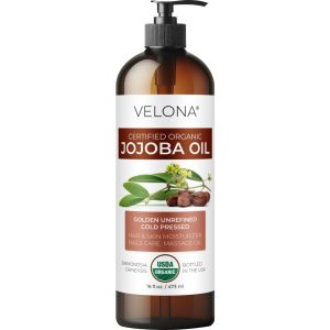 Product Image for velona Jojoba Oil USDA Certified Organic – 16 fl oz (With Pump) | 100% Pure and Natural | Golden, Unrefined, Cold Pressed, Hexane Free | Moisturizing Face, Hair, Body, Skin Care