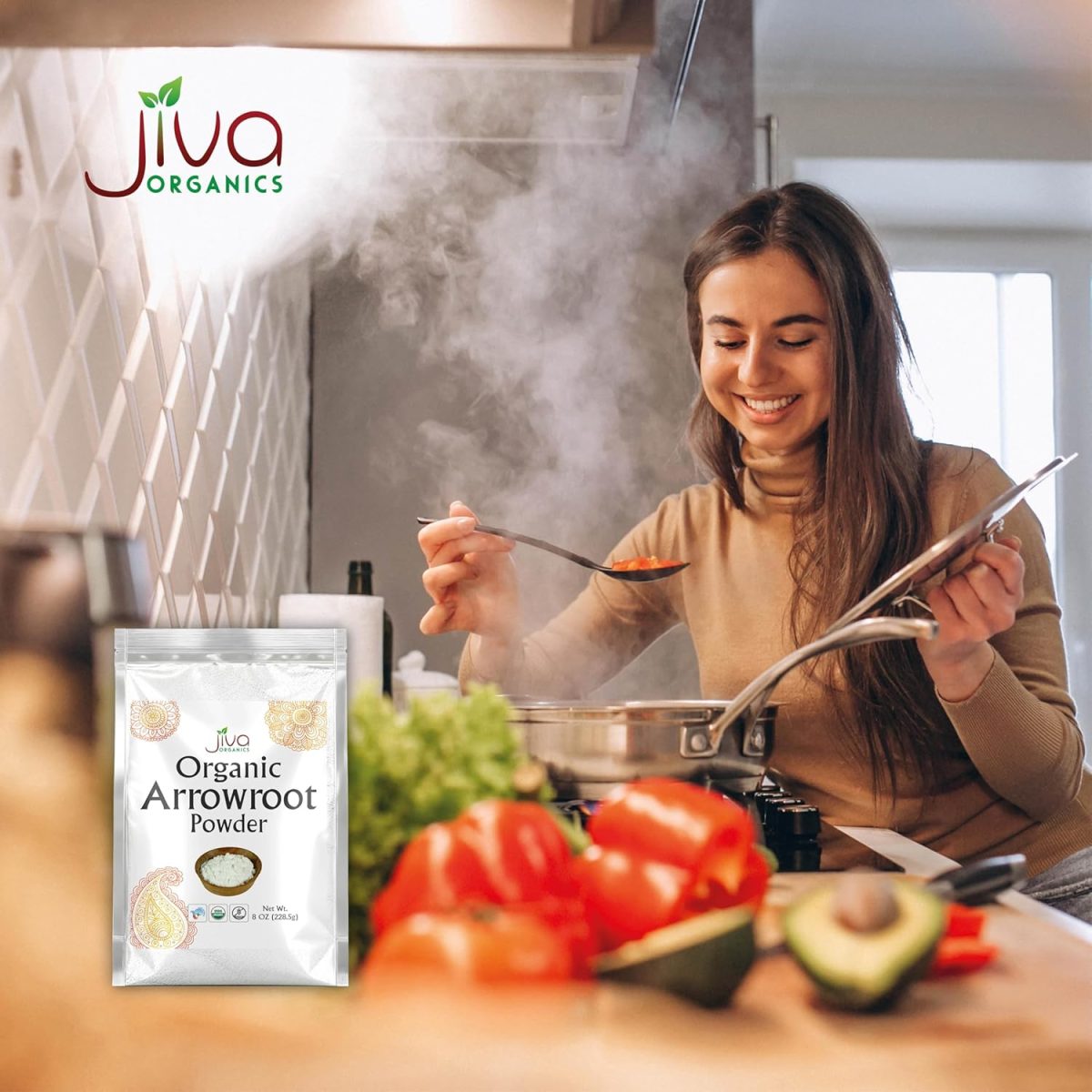 Product Image for Jiva Organics Organic Arrowroot Flour (Powder) 8 Ounce Bag – Raw, Non-GMO, Gluten Free