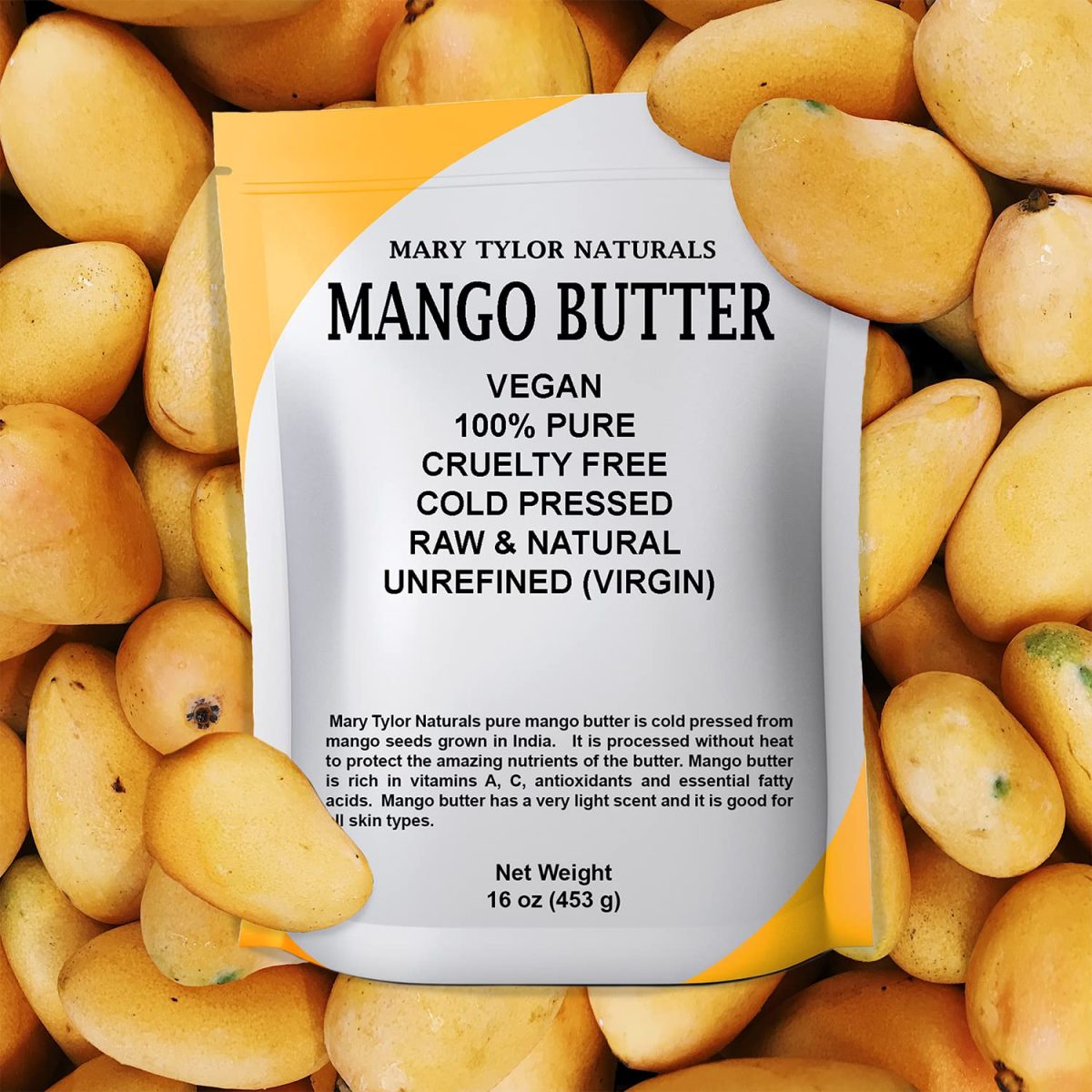 Product Image for Mary Tylor Naturals Mango Butter 1 lb Cold Pressed, Unrefined,Raw Pure Mango Butter —