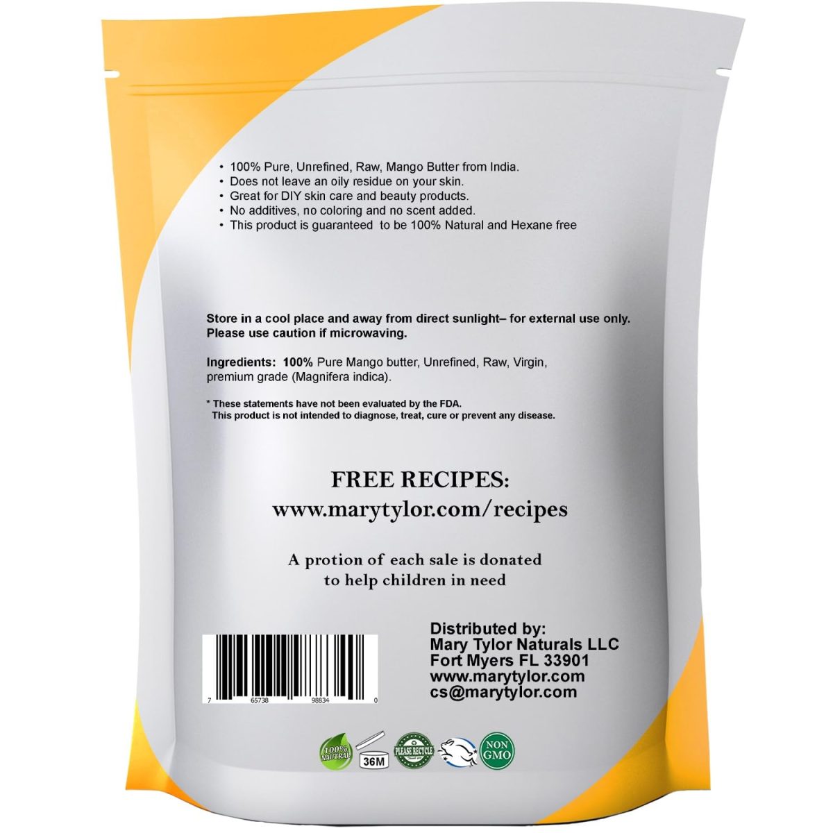 Product Image for Mary Tylor Naturals Mango Butter 1 lb Cold Pressed, Unrefined,Raw Pure Mango Butter —