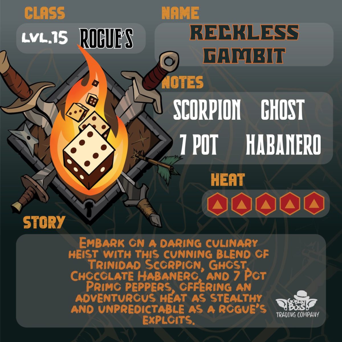 Product Image for Goblin Boss Rogue’s Reckless Gambit Hot Sauce