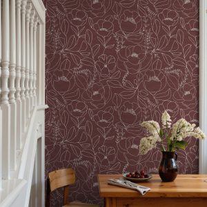 Product Image for Open Bloom in Merlot Floral Wallpaper – 3127