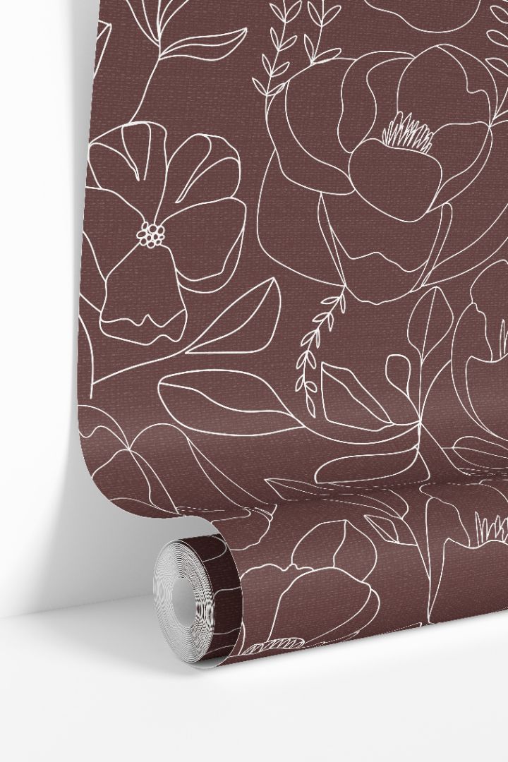 Product Image for Open Bloom in Merlot Floral Wallpaper – 3127