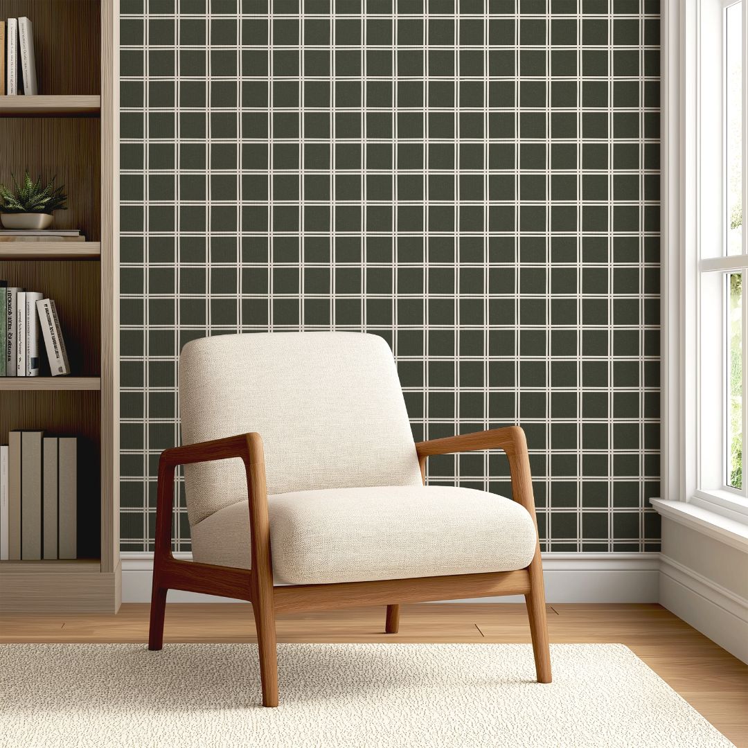 Product Image for Elmstead Grid Green Wallpaper – 3122