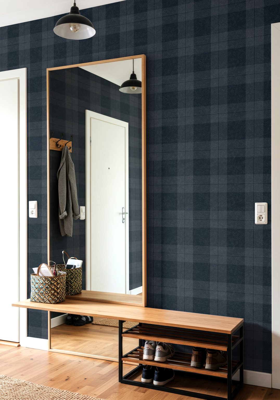 Product Image for Calder Ink Plaid Wallpaper – 3159