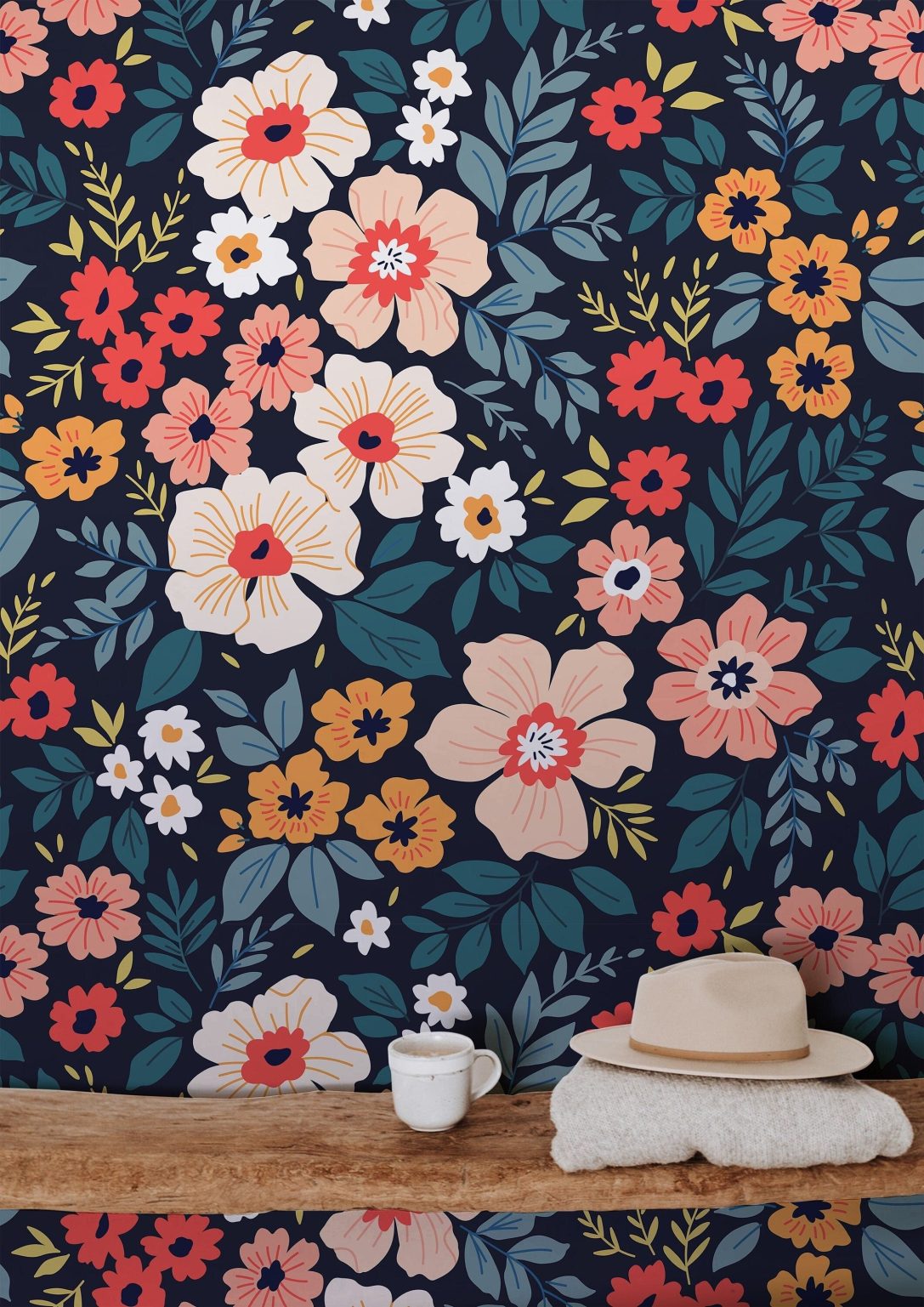 Product Image for Midnight Bloomsplash – Dark Floral Wallpaper Peel and Stick Wallpaper Removable Wallpaper Wall Decor Home Decor Wall Art Printable 431