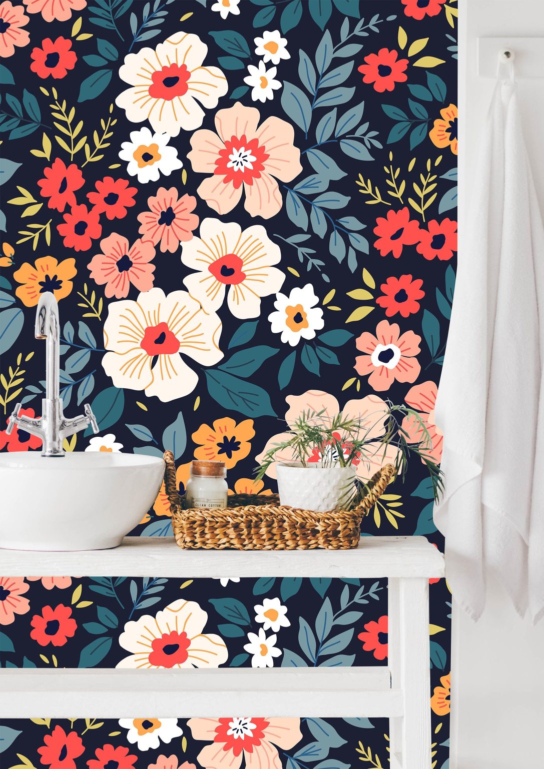 Product Image for Midnight Bloomsplash – Dark Floral Wallpaper Peel and Stick Wallpaper Removable Wallpaper Wall Decor Home Decor Wall Art Printable 431