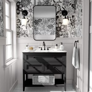 Product Image for Monochrome Meadow | Black Floral Removable Wallpaper for Bathroom, Bedroom, Doors, Walls, DIY Home Decor 764