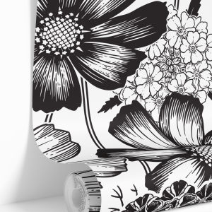 Product Image for Monochrome Meadow | Black Floral Removable Wallpaper for Bathroom, Bedroom, Doors, Walls, DIY Home Decor 764