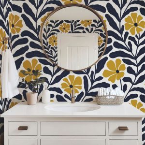 Product Image for Midnight Marigold Navy Floral Wallpaper – 1912