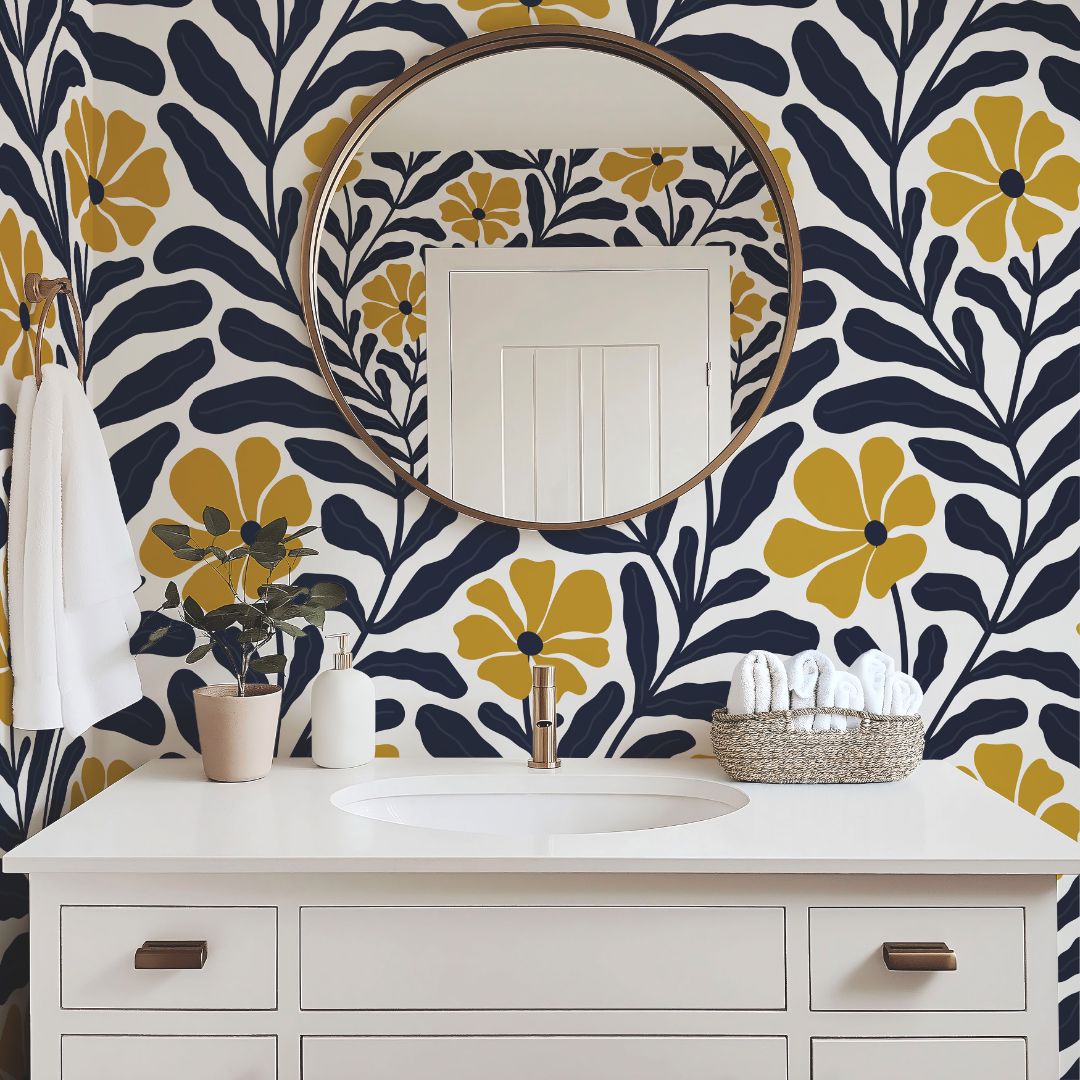 Product Image for Midnight Marigold Navy Floral Wallpaper – 1912