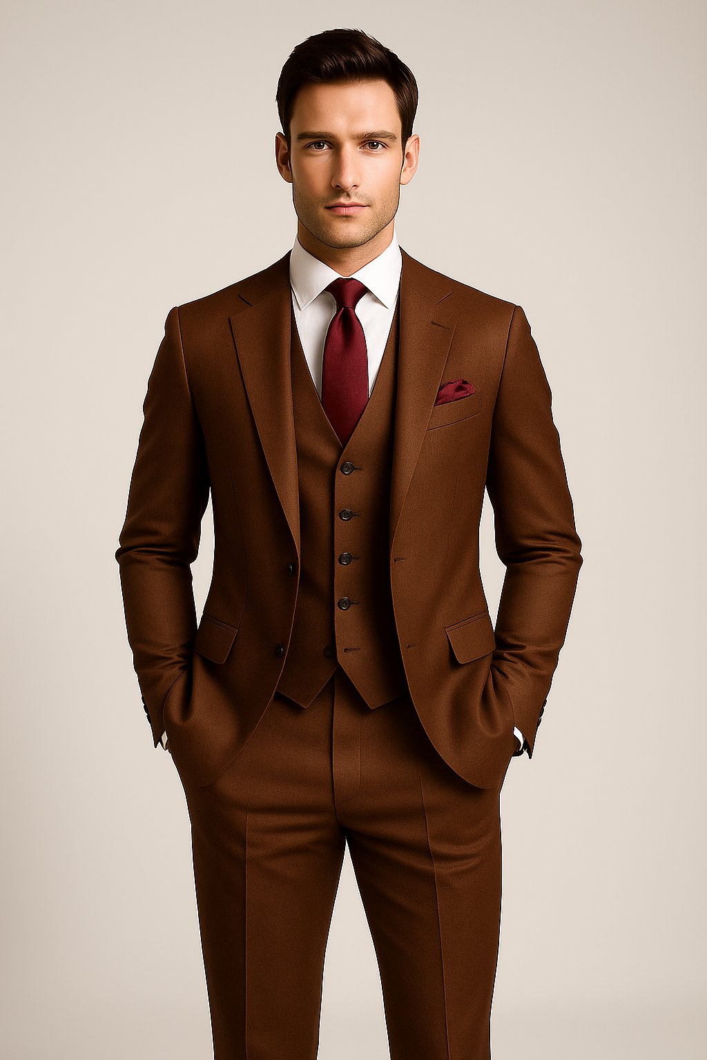 Product Image for The Harvest Moon – Brown Suit with Burgundy Accents