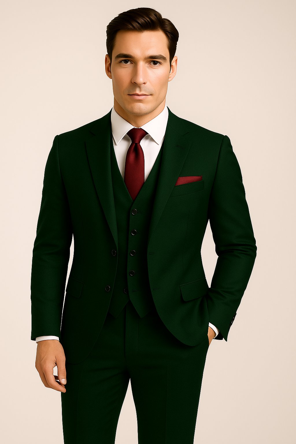 Product Image for The Emerald Forest – Hunter Green 3-Piece with Burgundy Accents