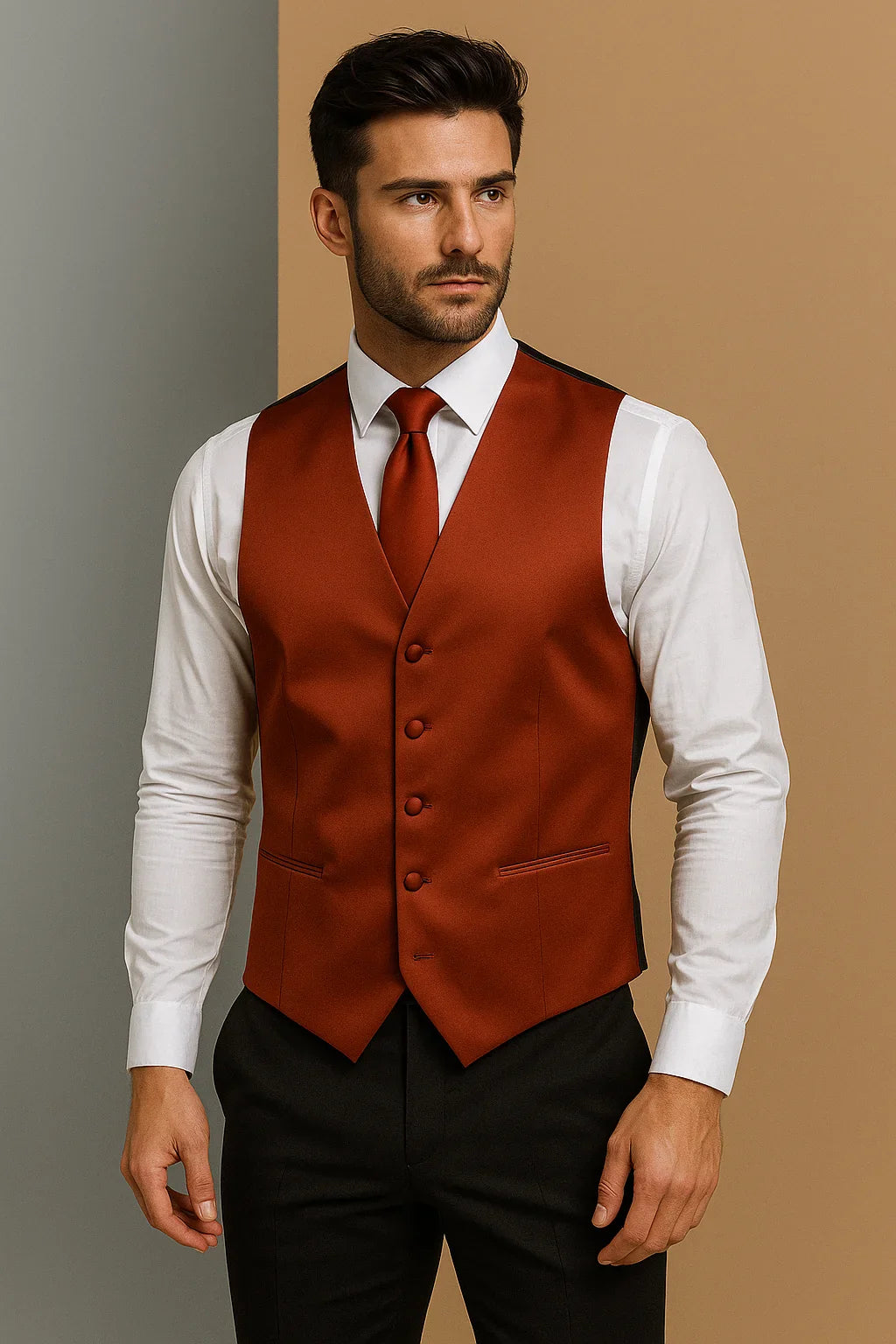 Product Image for Men’s Vest & Tie Set – Oranges | KCT Menswear