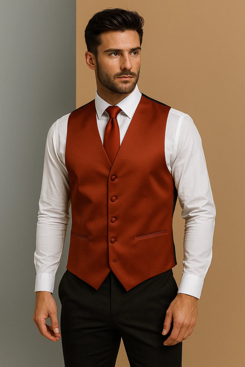 Product Image for Men’s Vest & Tie Set – Oranges | KCT Menswear