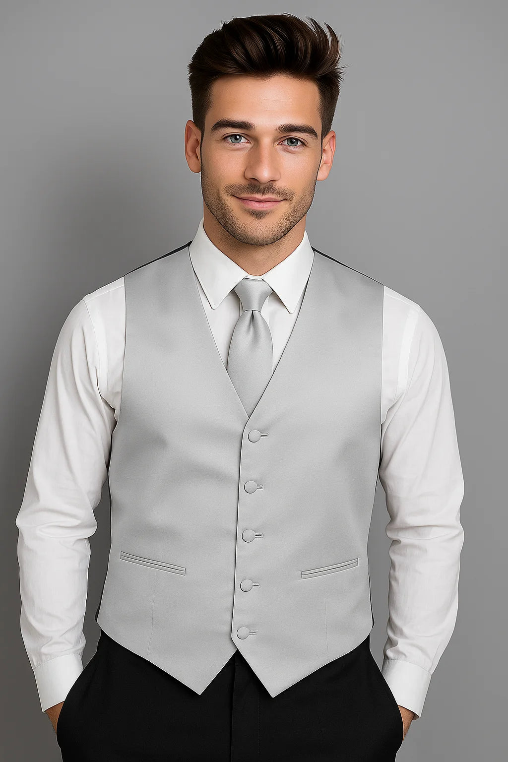 Product Image for Men’s Vest & Tie Set – Neutrals | KCT Menswear